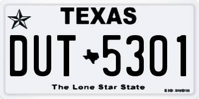 TX license plate DUT5301