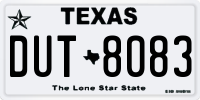 TX license plate DUT8083