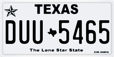 TX license plate DUU5465