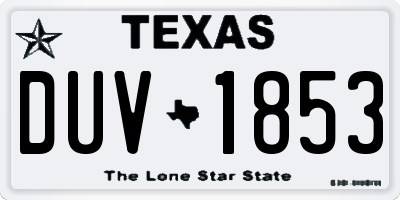 TX license plate DUV1853