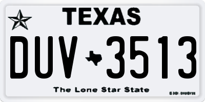 TX license plate DUV3513