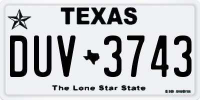 TX license plate DUV3743
