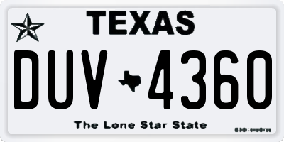 TX license plate DUV4360