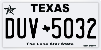 TX license plate DUV5032