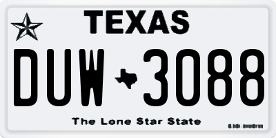 TX license plate DUW3088
