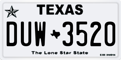 TX license plate DUW3520