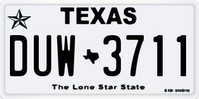TX license plate DUW3711