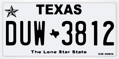 TX license plate DUW3812