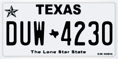 TX license plate DUW4230