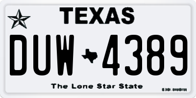 TX license plate DUW4389