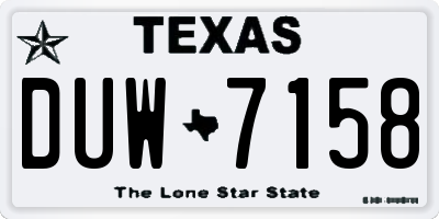 TX license plate DUW7158