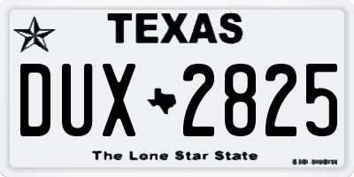 TX license plate DUX2825