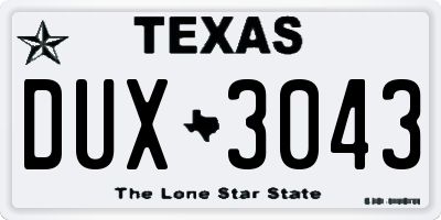 TX license plate DUX3043