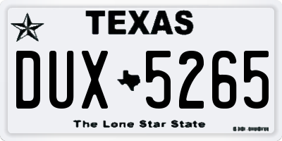 TX license plate DUX5265