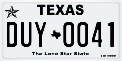 TX license plate DUY0041