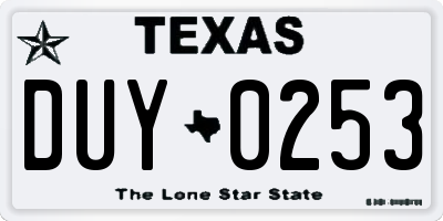 TX license plate DUY0253