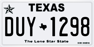 TX license plate DUY1298