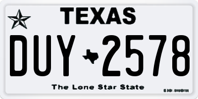 TX license plate DUY2578