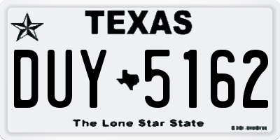TX license plate DUY5162