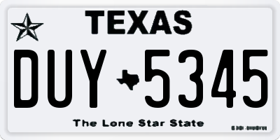 TX license plate DUY5345