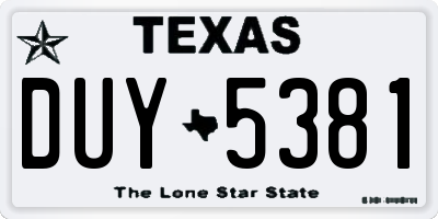 TX license plate DUY5381