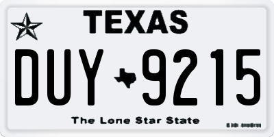 TX license plate DUY9215