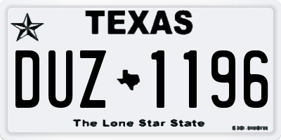 TX license plate DUZ1196