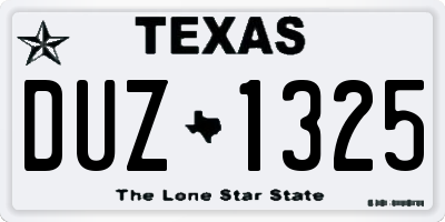 TX license plate DUZ1325