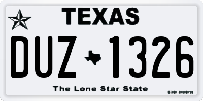 TX license plate DUZ1326