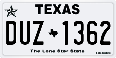 TX license plate DUZ1362