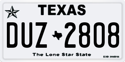 TX license plate DUZ2808
