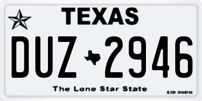 TX license plate DUZ2946