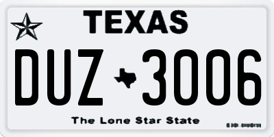 TX license plate DUZ3006