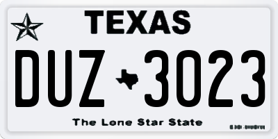TX license plate DUZ3023