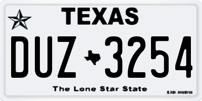 TX license plate DUZ3254