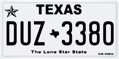 TX license plate DUZ3380