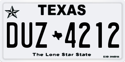 TX license plate DUZ4212