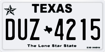 TX license plate DUZ4215