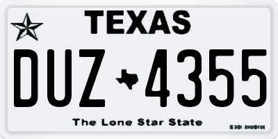 TX license plate DUZ4355