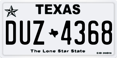 TX license plate DUZ4368