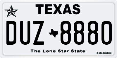 TX license plate DUZ8880