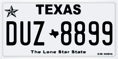 TX license plate DUZ8899