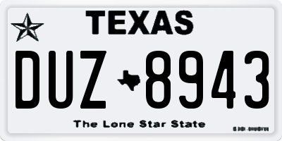 TX license plate DUZ8943