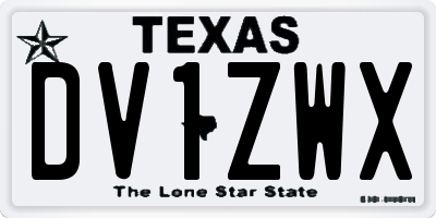 TX license plate DV1ZWX