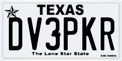 TX license plate DV3PKR