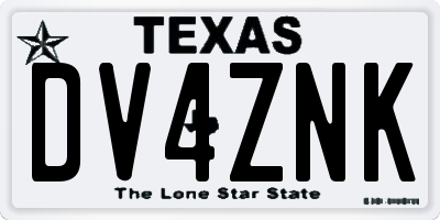 TX license plate DV4ZNK