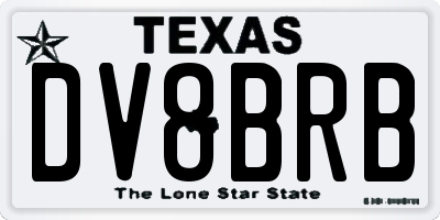 TX license plate DV8BRB