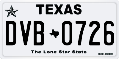 TX license plate DVB0726