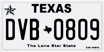 TX license plate DVB0809