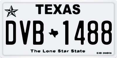 TX license plate DVB1488